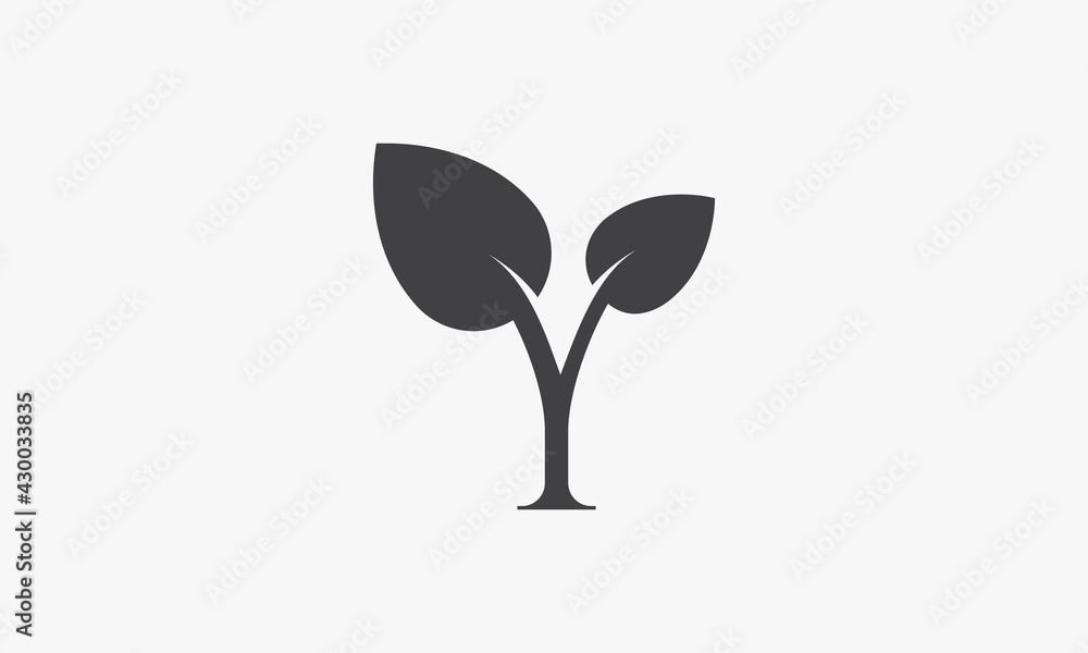 leaf letter Y logo concept isolated on white background. leaf letter Y logo concept isolated on white background.