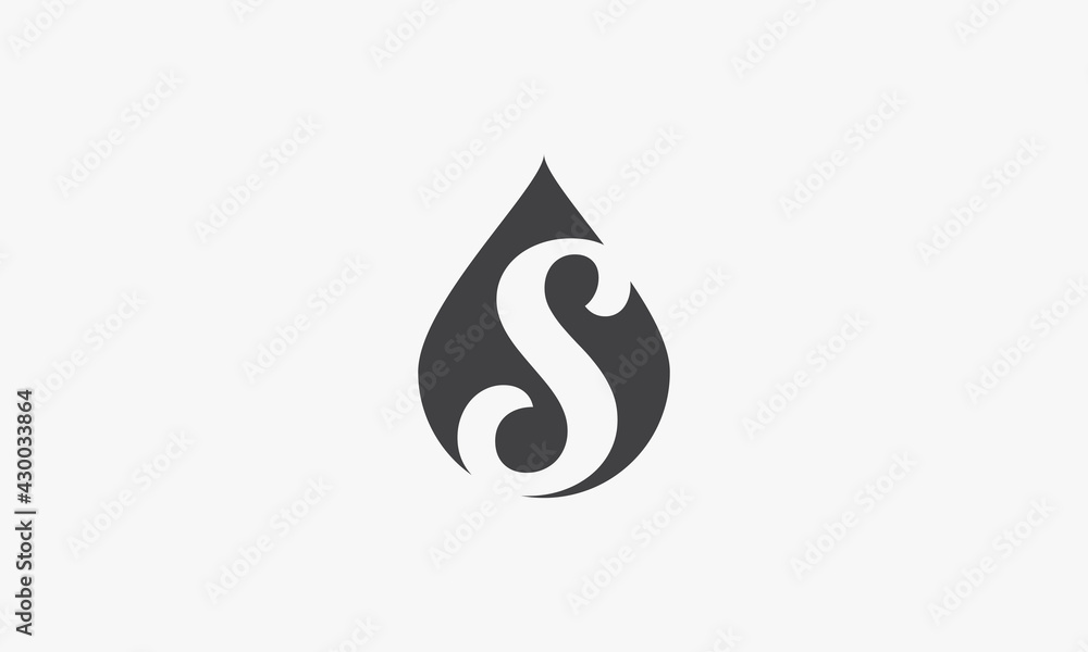 letter S water drop logo concept isolated on white background. letter S water drop logo concept isolated on white background.