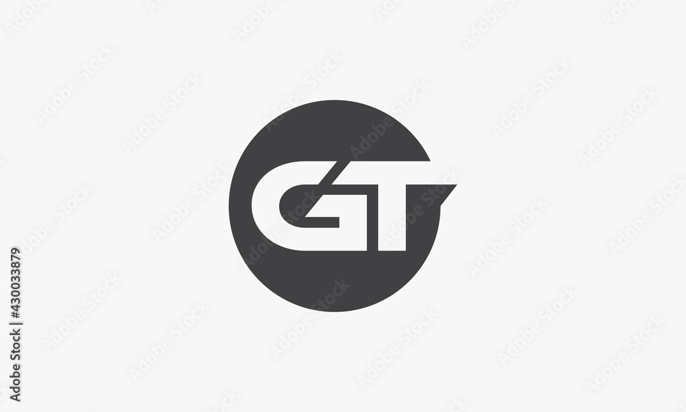 GT circle negative space logo concept isolated on white background ...