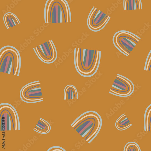 Rainbow abstract boho seamless pattern