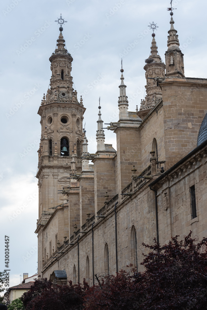 People walking through the empty streets of Logroño in times of covid 19 in spring 2021