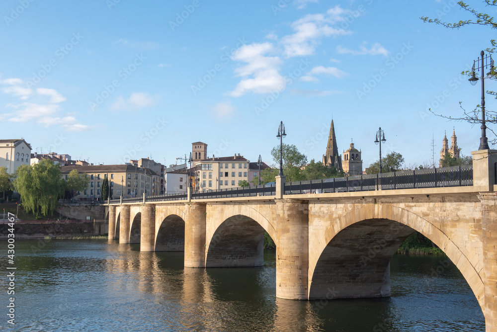 Stone bridge in Logrono, La Rioja region, Spain