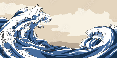 海　和風　和紙風背景