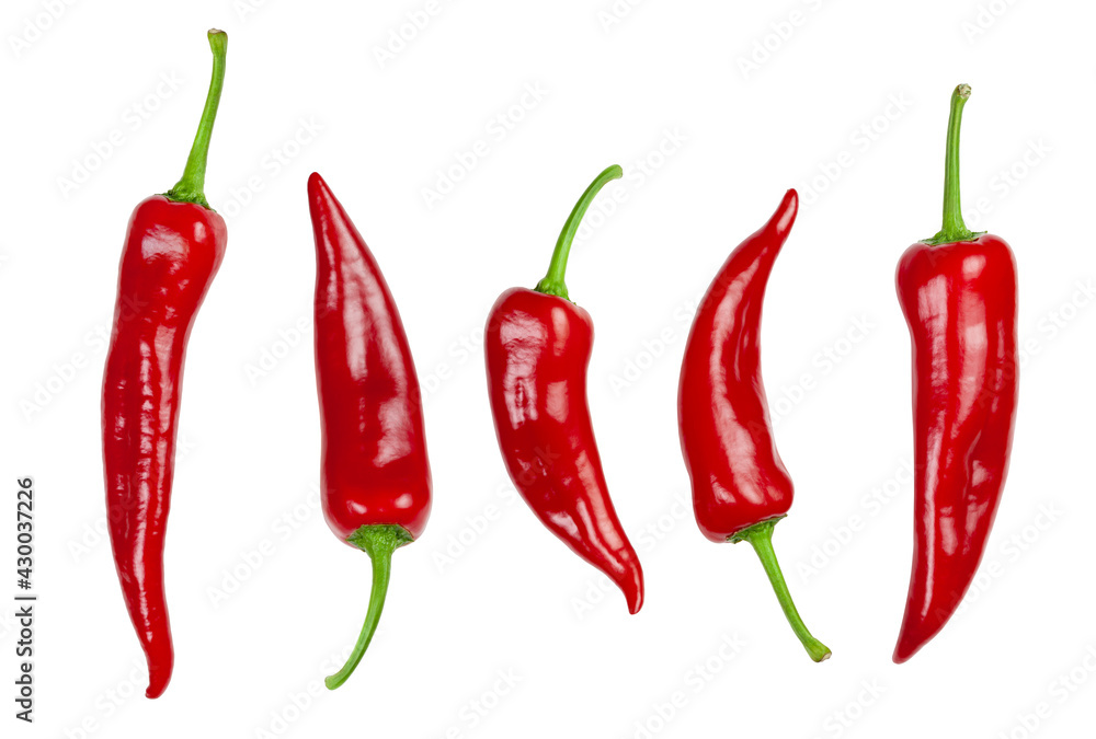 Red peppers isolated on white. Package design element