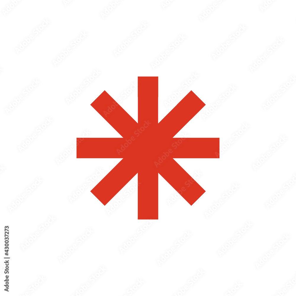 Asterisk icon. Asterisk sign. Flat icon of asterisk isolated on white background. Vector illustration.