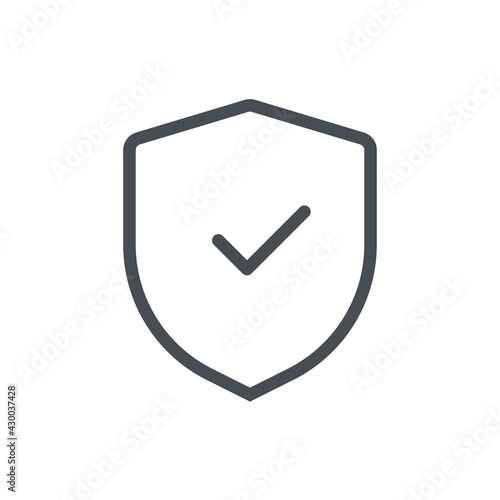 Shield and Check Mark Icon Vector Logo Template. symbol for web site Computer and mobile. Stock Vector illustration isolated on white background.