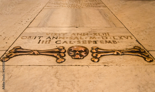 Photography Basilica of Santa Maria del Popolo skull and bones floor