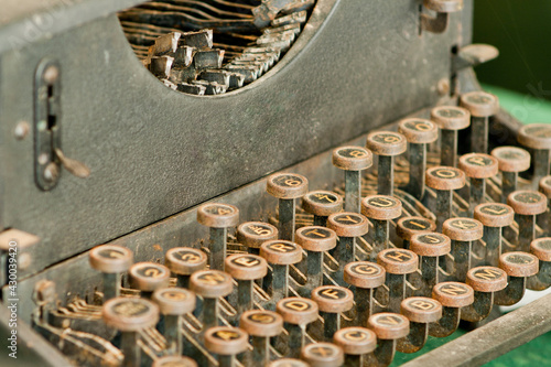 A vintage retro typewriting machine photo