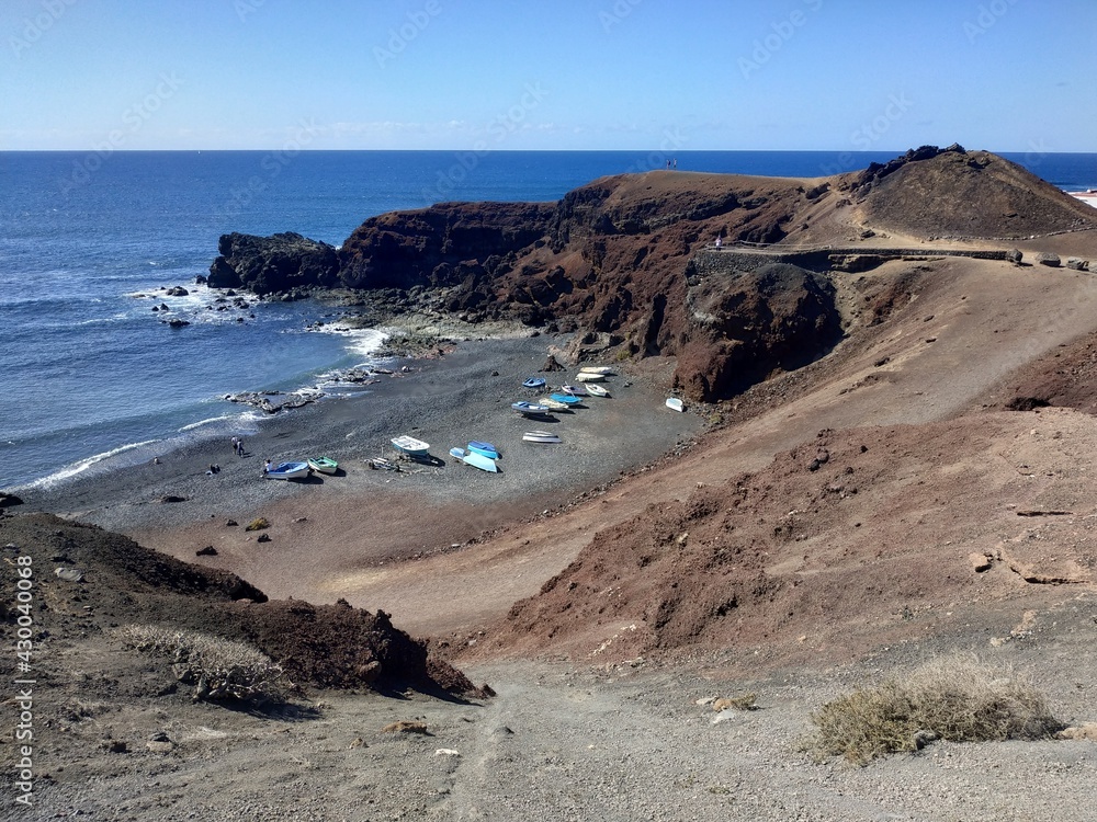 Casual view on the volcanic nature of the Tinajo, Las Palmas, Canary Islands, Spain