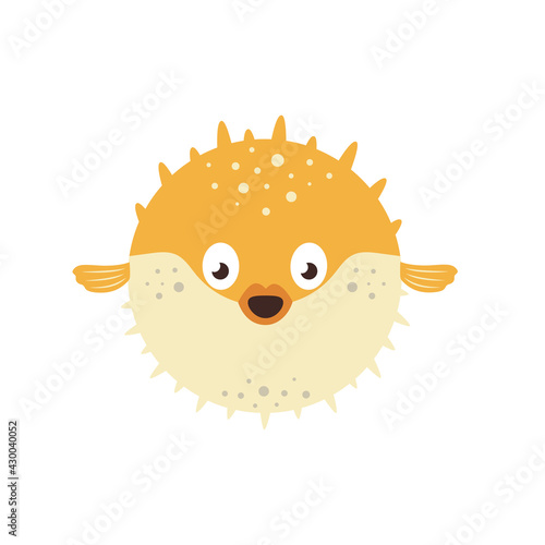 puffer fish illustration on white background, vector illustration