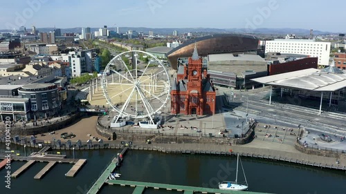 Aerial view of the pierhead and Senydd in Cardiff Bay photo