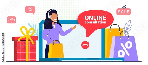 Customer support concept Illustration of professional operator support Communication help Personal assistant service Person advisor and helpful advice services Online supporter agents
