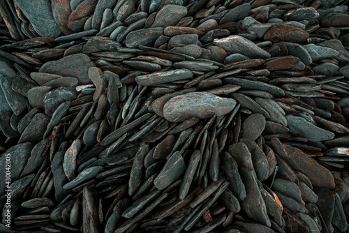 Flat pebbles found on around the coastline, Valdez, AK