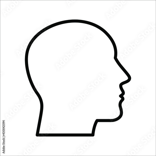black silhouette of the human head. flat vector illustration on white background. color editable