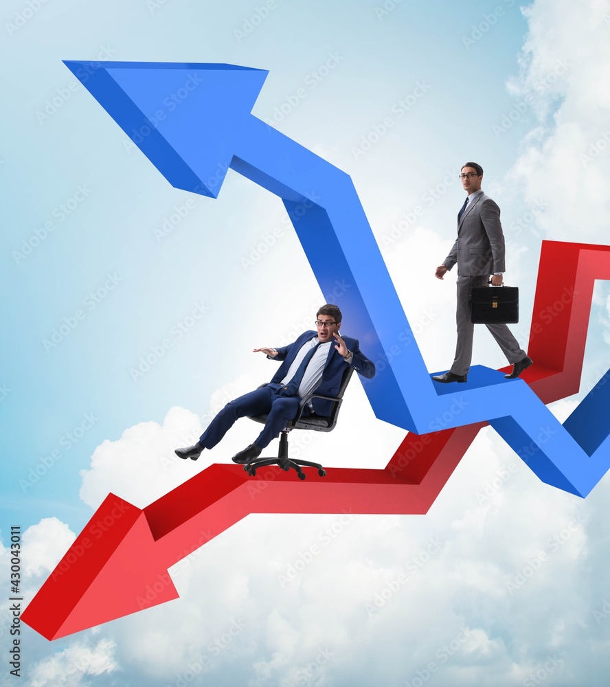 Growth and decline concept with businessmen Growth and decline concept with businessmen