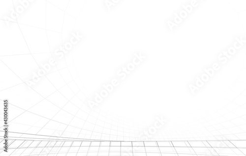 abstract architectural drawing linear design 3d illustration