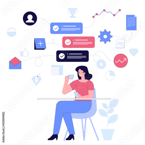 Business people concept. Businesswoman working at smartphone © Ico Maker