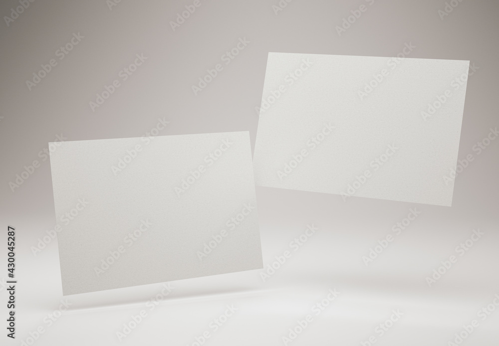 3D Illustration. Mockup of two blank white business cards. Business card design template. 3D Illustration. Mockup of two blank white business cards. Business card design template.