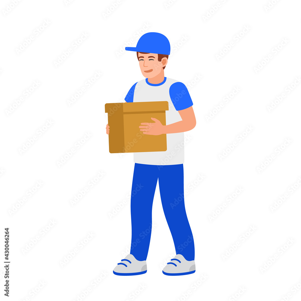 Delivery man with parcel vector character Delivery man with parcel vector character