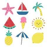 hello summer icons isolated on white background. vector Illustration.