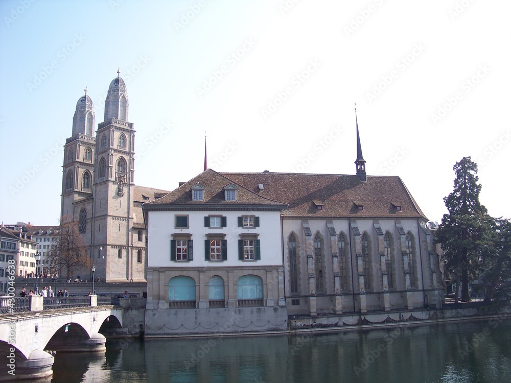 View of Grossmunster in Zurich Switzerland