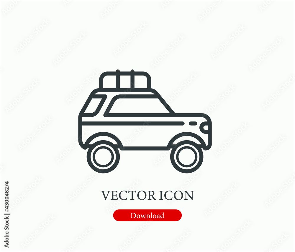 Car vector icon.  Editable stroke. Linear style sign for use on web design and mobile apps, logo. Symbol illustration. Pixel vector graphics - Vector