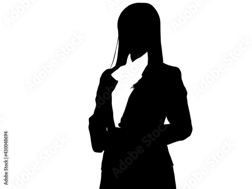 スーツ姿の女性シルエット_1
