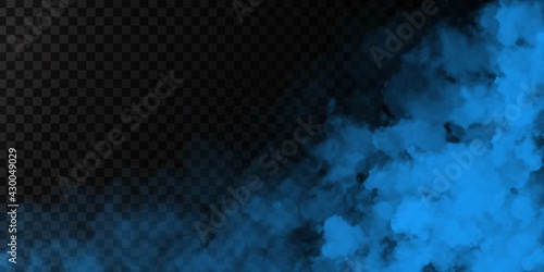 Vector realistic isolated Blue Smoke effect for decoration and covering on the transparent background.