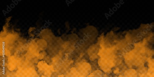 Vector realistic isolated Orange Smoke effect for decoration and covering on the transparent background.