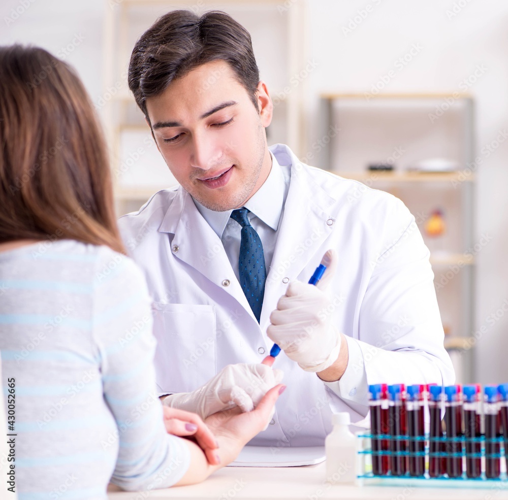 Patient during blood test sampling procedure taken for analysis Patient during blood test sampling procedure taken for analysis