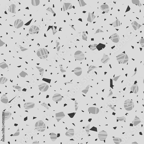 Terrazzo seamless pattern. Black and white classic