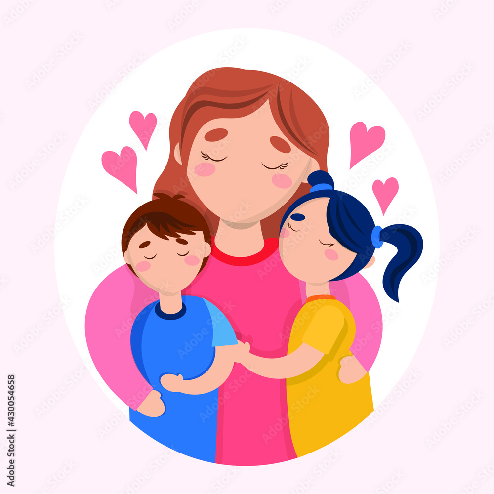 Mothers day. Parents day. Motherhood moments. Flat vector illustration. Mothers day. Parents day. Motherhood moments. Flat vector illustration.