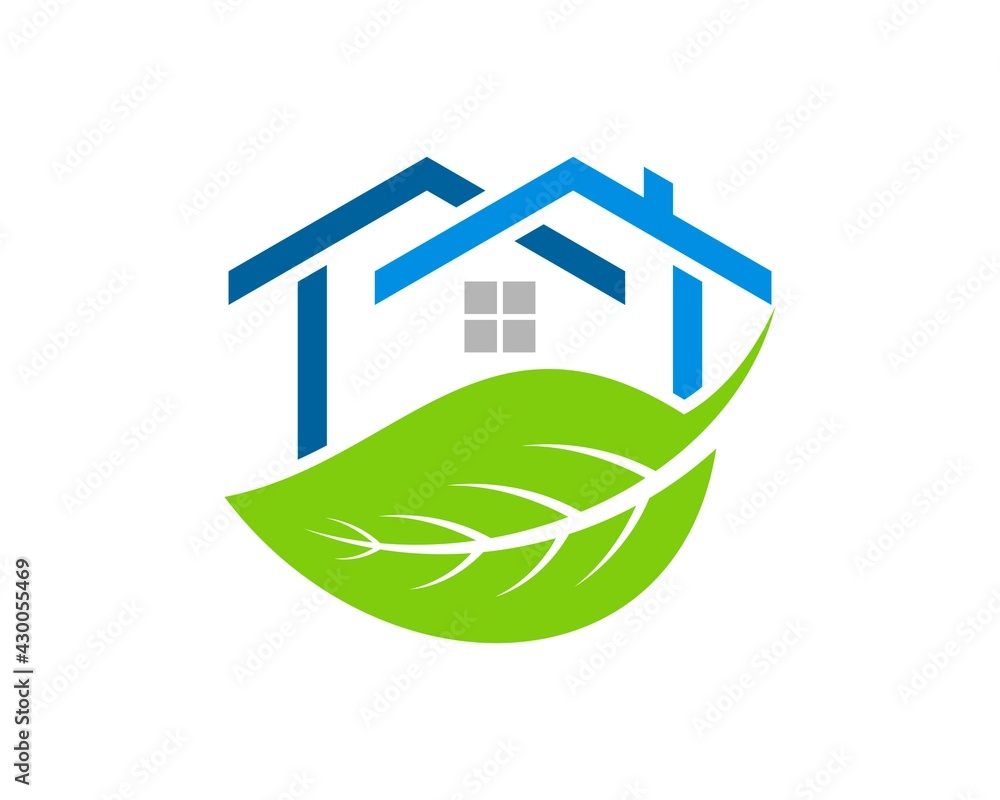 Nature leaf with simple house on top Nature leaf with simple house on top
