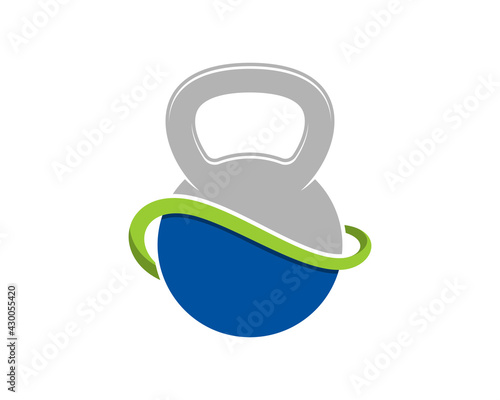 Gym kettle bell with infinity symbol surrounding