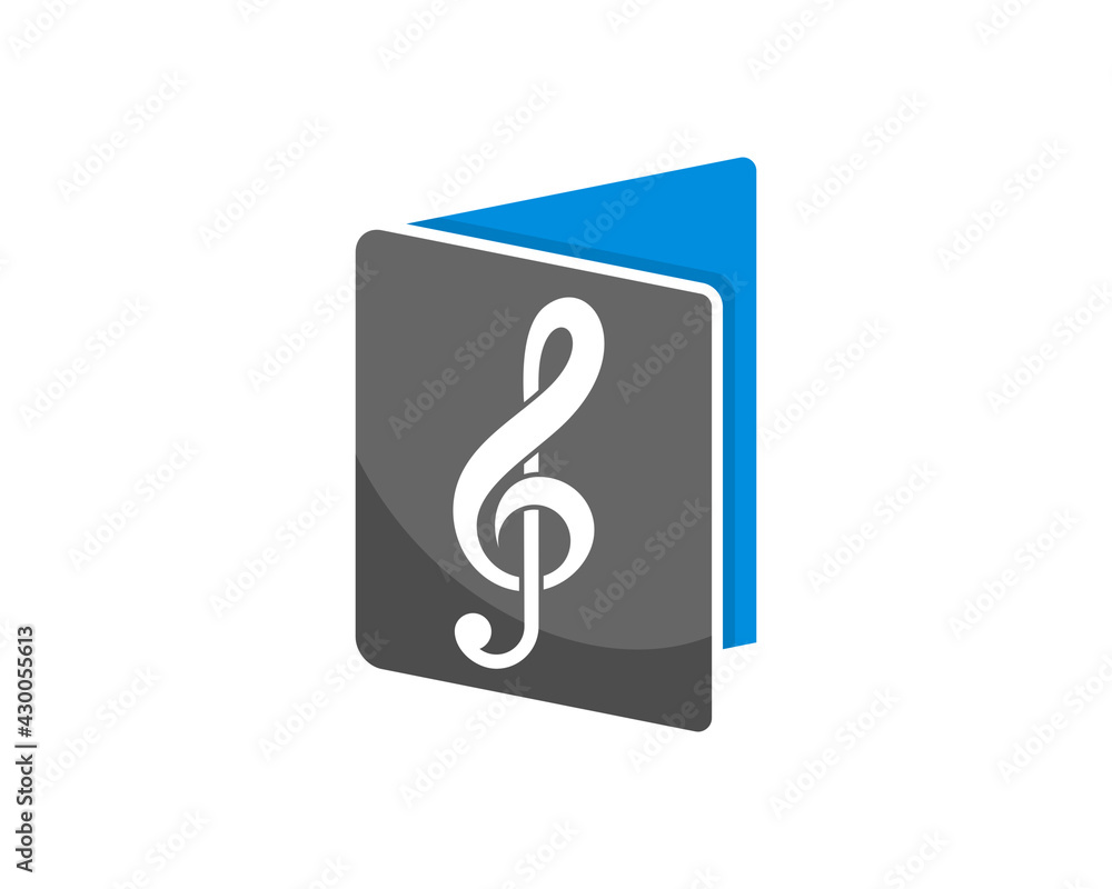 Book with G clef note music inside Book with G clef note music inside