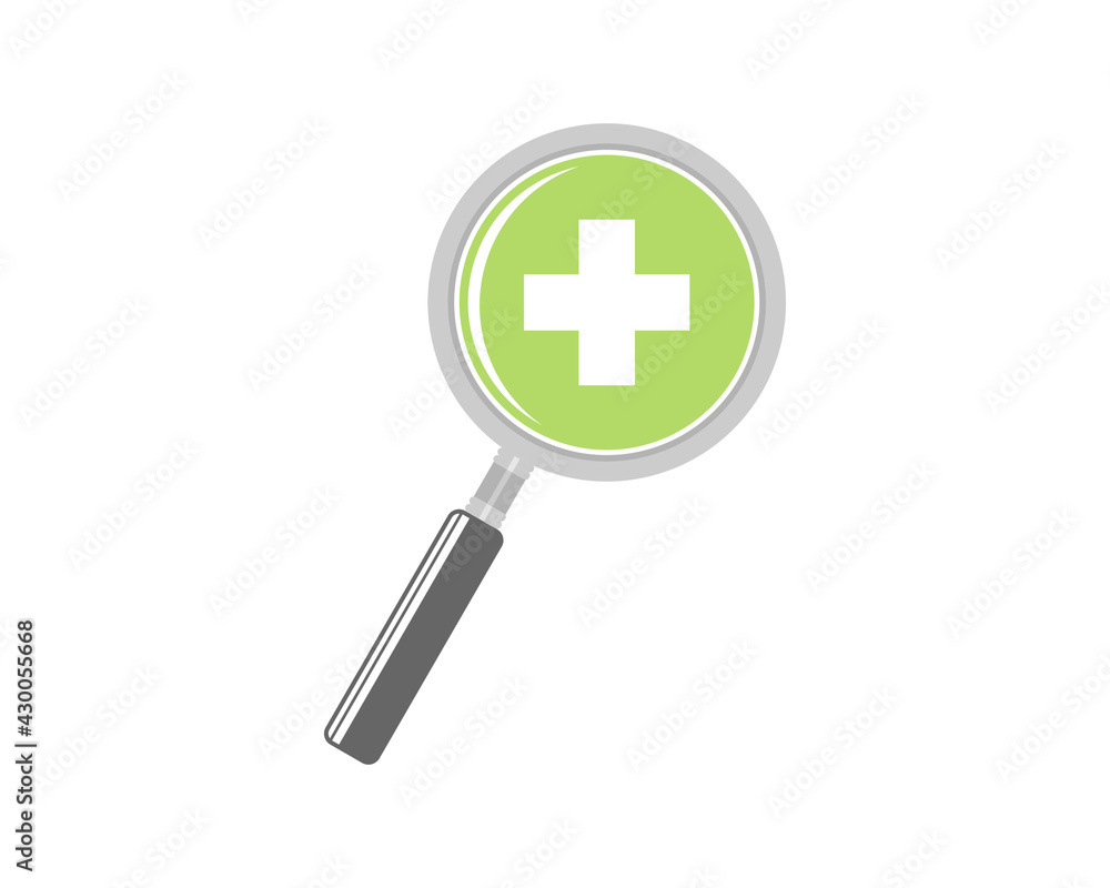 Magnifying glasses with medical symbol inside Magnifying glasses with medical symbol inside