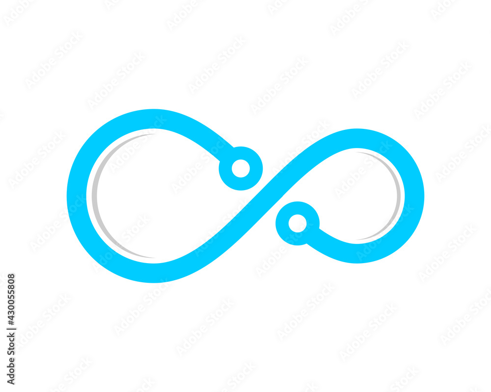 Circuit technology with infinity symbol logo Circuit technology with infinity symbol logo