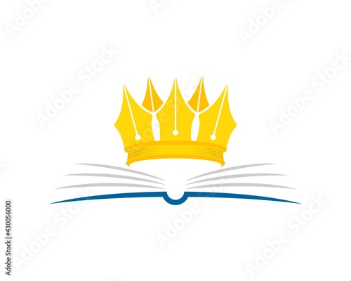 Abstract open book with writer crown in the top