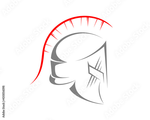 Abstract spartan helmet with outline