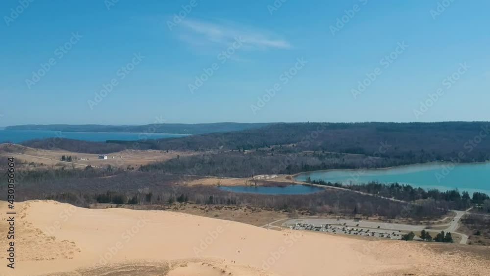 Aerial view of Sleeping Bear Sand Dunes in Michigan Aerial view of Sleeping Bear Sand Dunes in Michigan