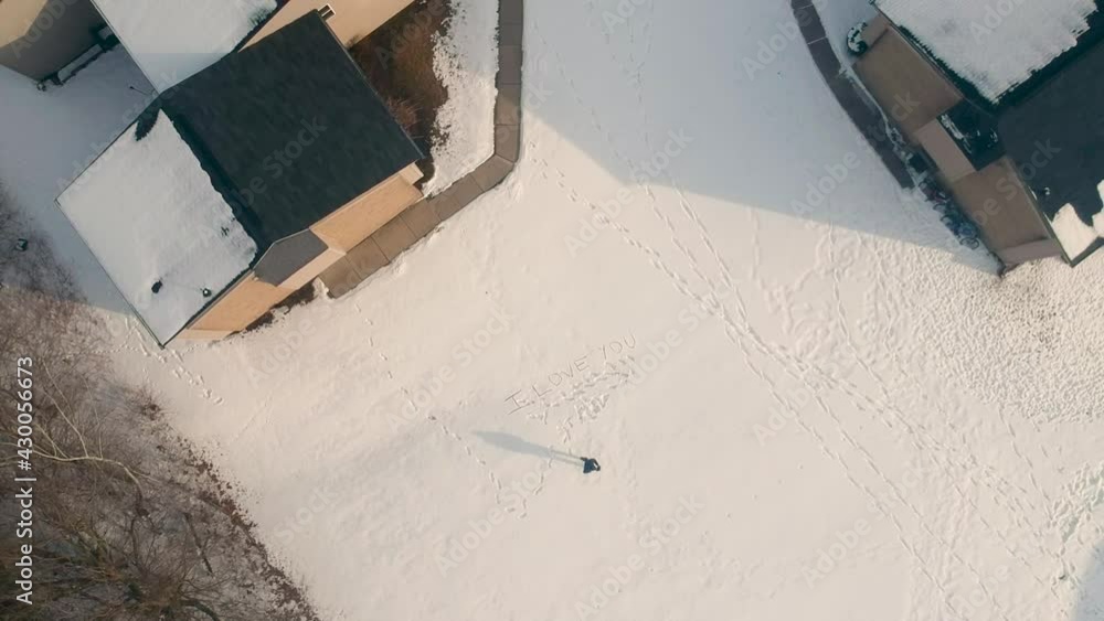 Top View of I Love You written in Snow Top View of I Love You written in Snow