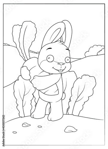 coloring rabbit for kid,illustration image vector best for learning colouring kids.
