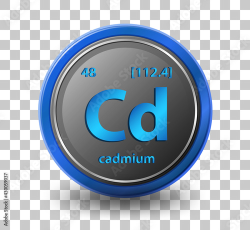 Cadmium chemical element. Chemical symbol with atomic number and atomic mass.