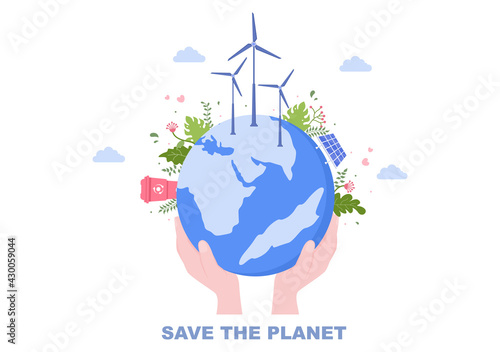 Save Our Planet Earth Illustration To Green Environment With Eco Friendly Concept and Protection From Natural Damage