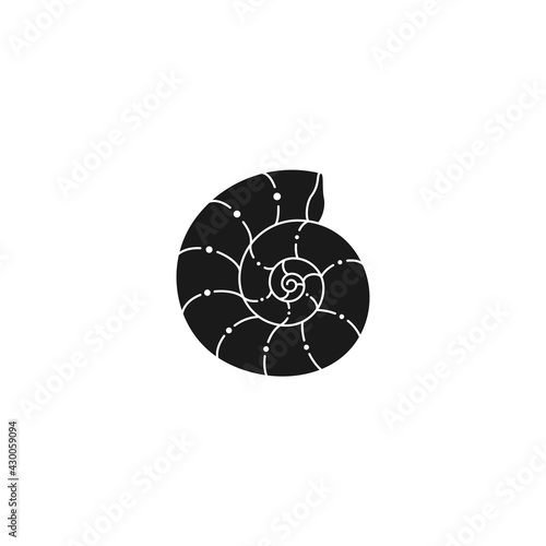Seashell Outline in a Trendy Minimal Style. Vector Illustration of a Nautilus for Logo, Website, T-Shirt Print, Tattoo