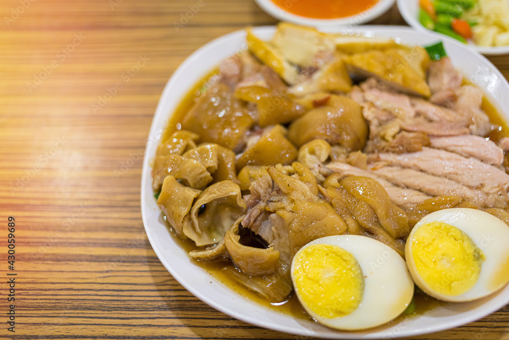 Thai style pork leg rice