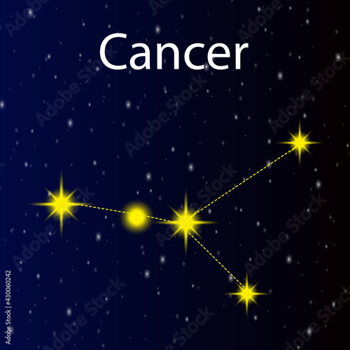 Constellation cancer. Abstract icon with blue constellation cancer. Vector illustration. Stock image. EPS 10.