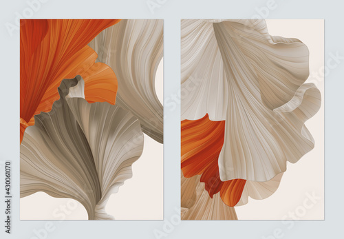 Poster template design, brown abstract shapes on black