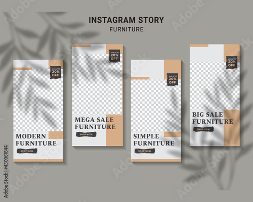 Furniture sale instagram story collection template vector
