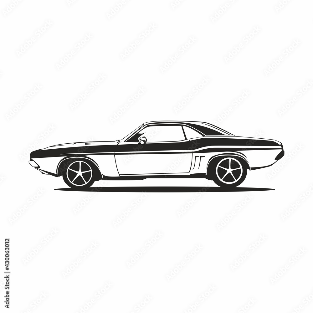 Car simple vector Illustration black and white
